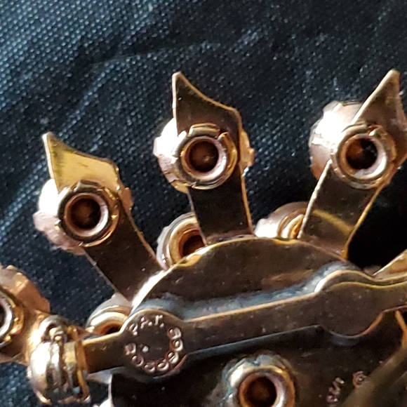 Vintage La Rue Copper Grey to Clear Rhinestones Starburst Sweater / Scarf Pins - Picture 7 of 9